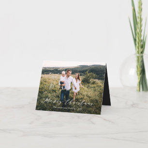 Cartes Pour Fêtes Annuelles Élégant script de Noël photo minime noir blanc