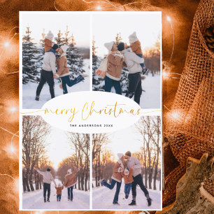 Cartes Pour Fêtes Annuelles Élégant script Famille de Noël Photo Collage