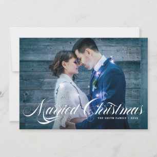 Cartes Pour Fêtes Annuelles Élégant Script Flourish Marié Noël