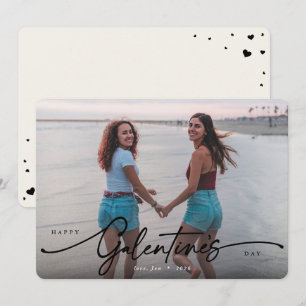 Cartes Pour Fêtes Annuelles Élégant Script Galentine's Day Flat Photo