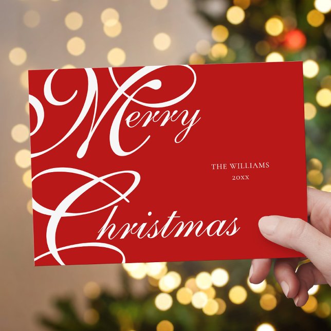Cartes Pour Fêtes Annuelles Élégant Script Joyeux Noël Non Photo (Créateur téléchargé)