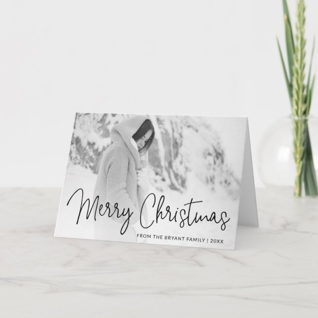 Cartes Pour Fêtes Annuelles Élégant Script Joyeux Noël Photo (Devant)