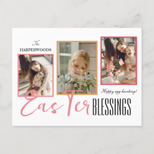 Cartes Pour Fêtes Annuelles Élégant Script Joyeux Pâques Famille Trois Photo