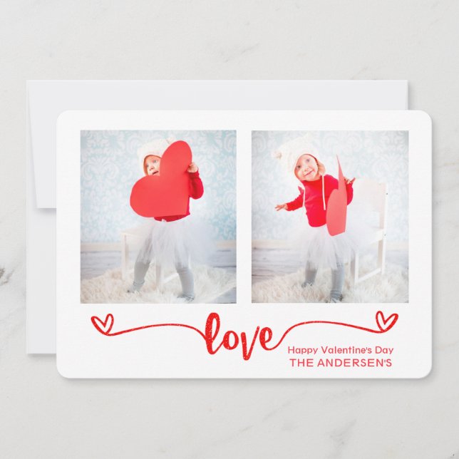 Cartes Pour Fêtes Annuelles Élégant Script Love Hearts Saint Valentin Photo (Devant)