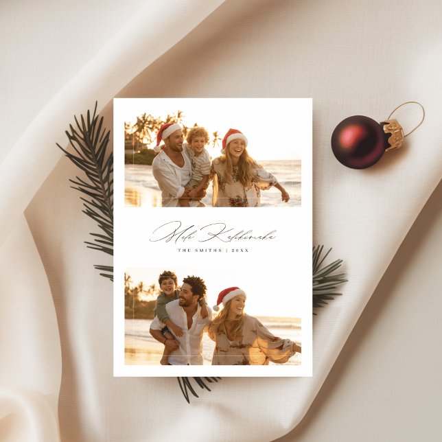 Cartes Pour Fêtes Annuelles Elegant Script Mele Kalikimaka Beach 2 Photo (Créateur téléchargé)