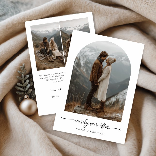 Cartes Pour Fêtes Annuelles Élégant Script Merly Jamais Après Arch Photo (Créateur téléchargé)
