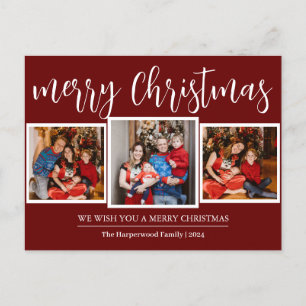 Cartes Pour Fêtes Annuelles Élégant Script moderne Famille de Noël 3 Photo