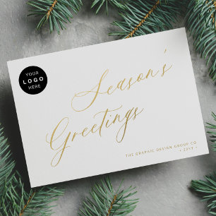 Cartes Pour Fêtes Annuelles Élégant script or affaires LOGO entreprise