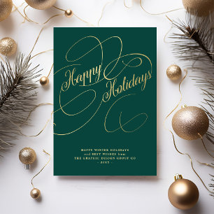 Cartes Pour Fêtes Annuelles Élégant script or entreprise