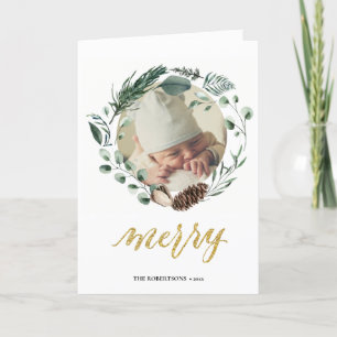 Cartes Pour Fêtes Annuelles Elégant Script Or Eucalyptus Foliage Verdure