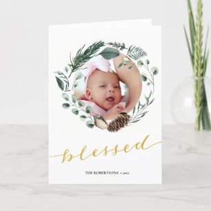 Cartes Pour Fêtes Annuelles Elégant Script Or Eucalyptus Foliage Verdure