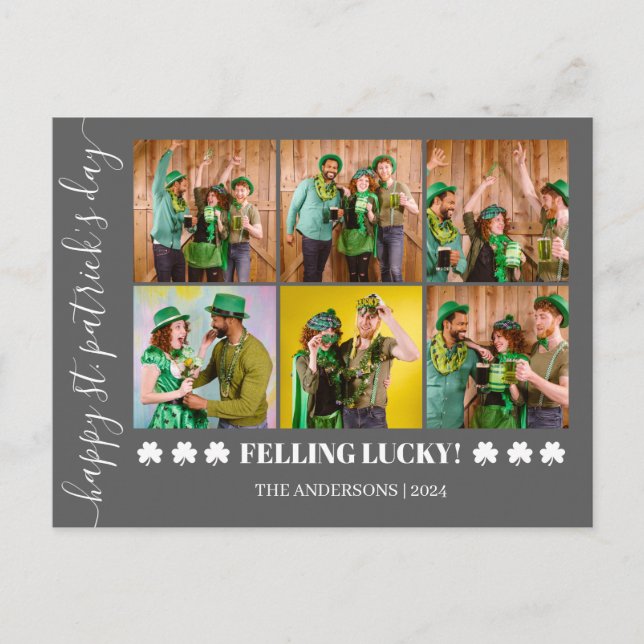 Cartes Pour Fêtes Annuelles Elégant Shamrock St. Patrick's Day Photo de famill (Devant)