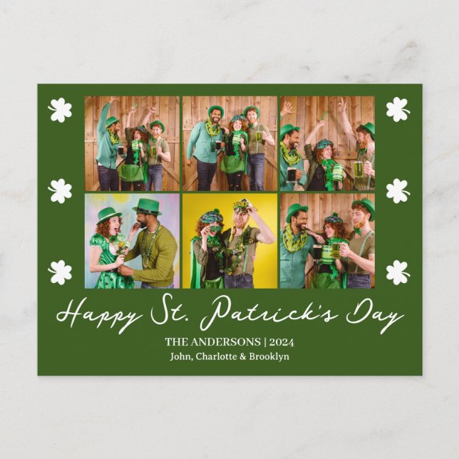Cartes Pour Fêtes Annuelles Elégant Shamrock St. Patrick's Day Photo de famill (Devant)
