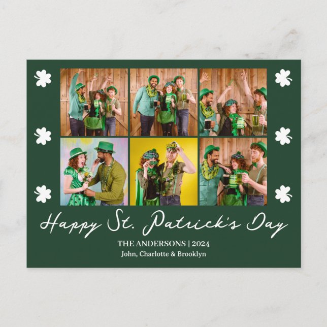 Cartes Pour Fêtes Annuelles Elégant Shamrock St. Patrick's Day Photo de famill (Devant)