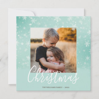 Cartes Pour Fêtes Annuelles Élégant simple neige vert Joyeux Noël photo