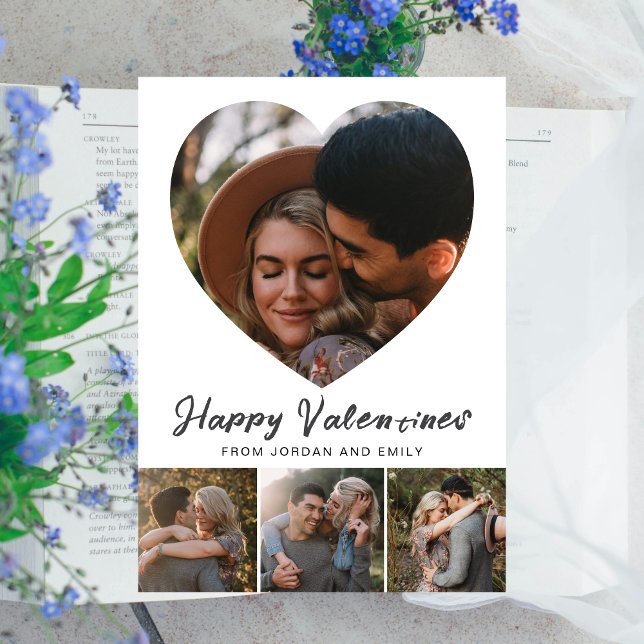 Cartes Pour Fêtes Annuelles Elégant simple photo Heureuse Sainte-Valentin mode (Créateur téléchargé)