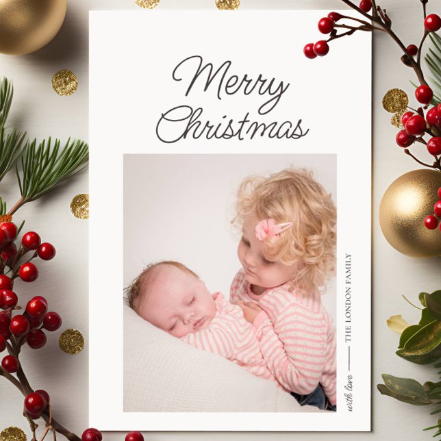 Cartes Pour Fêtes Annuelles Élégant simple photo Joyeux Noël (Créateur téléchargé)
