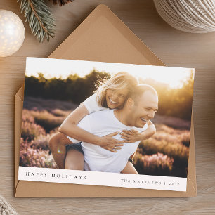 Cartes Pour Fêtes Annuelles Élégant Simple Sage Green Minimal Photo de Noël
