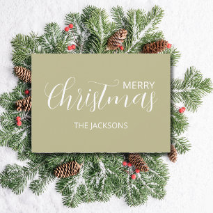 Cartes Pour Fêtes Annuelles Élégant Simple Sage propre Vert Noël