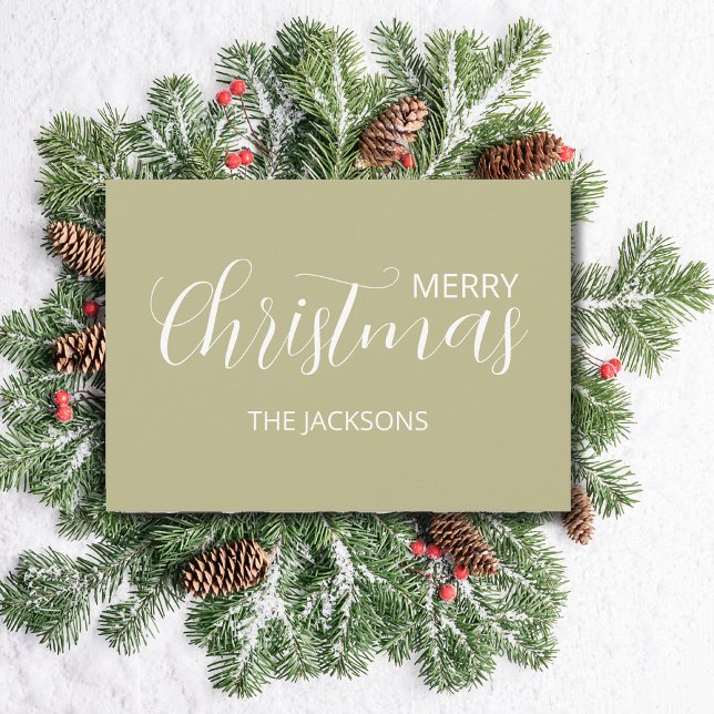 Cartes Pour Fêtes Annuelles Élégant Simple Sage propre Vert Noël (Créateur téléchargé)