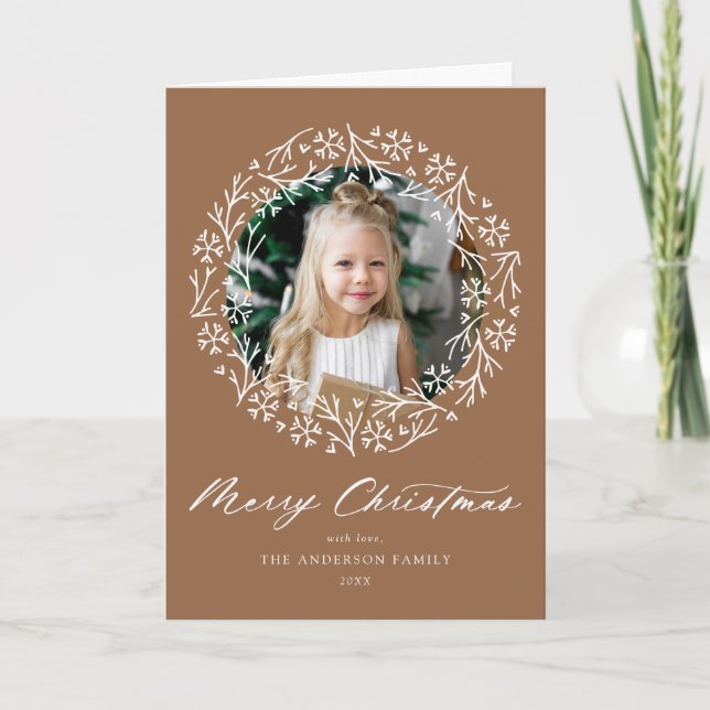Cartes Pour Fêtes Annuelles Elegant Snowflake Wreath Gingerbread 2 Photo (Devant)