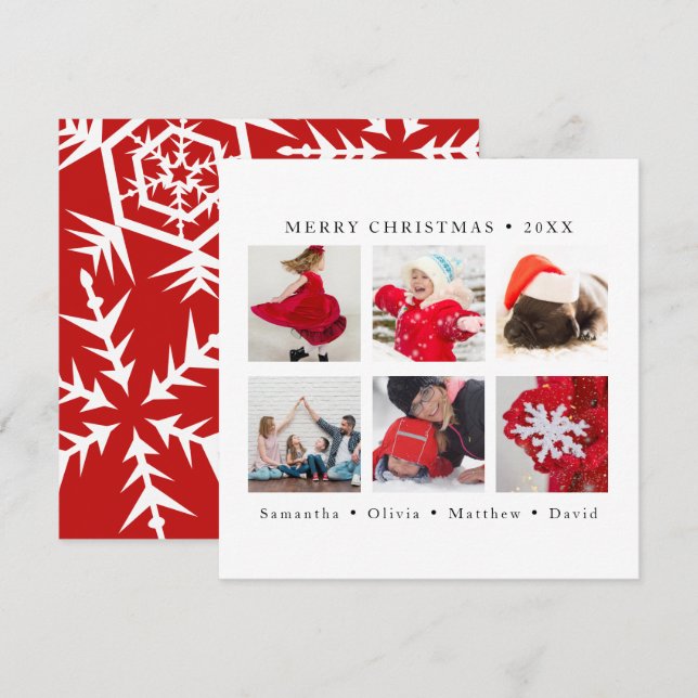 Cartes Pour Fêtes Annuelles Élégant Snowflakes Joyeux Noël Photo personnalisée (Devant / Derrière)