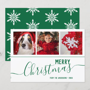 Cartes Pour Fêtes Annuelles Élégant Snowflakes Joyeux Noël Photo personnalisée