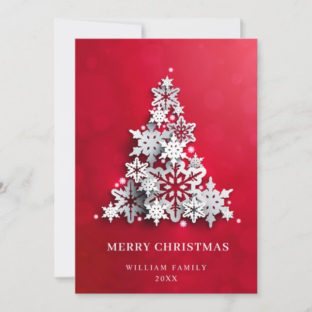 Cartes Pour Fêtes Annuelles Élégant Snowflakes Noël Arbre Salutation (Devant)