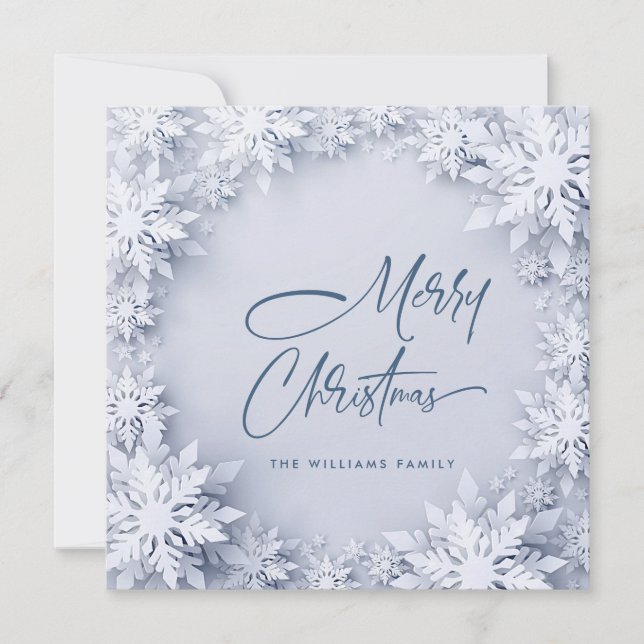 Cartes Pour Fêtes Annuelles Élégant Snowflakes Salutation de Noël (Devant)