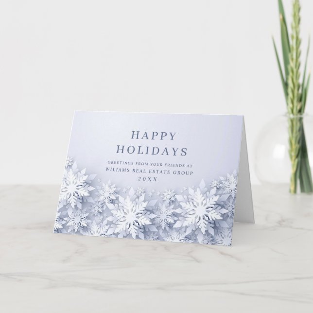 Cartes Pour Fêtes Annuelles Élégant Snowflakes Salutation de Noël d'entreprise (Devant)