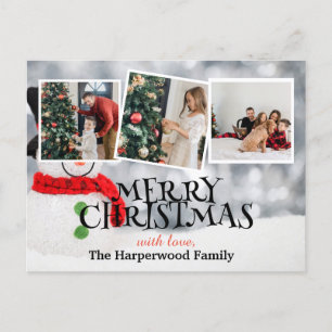 Cartes Pour Fêtes Annuelles Elégant Snowman Joy Christmas Family Photo Collage