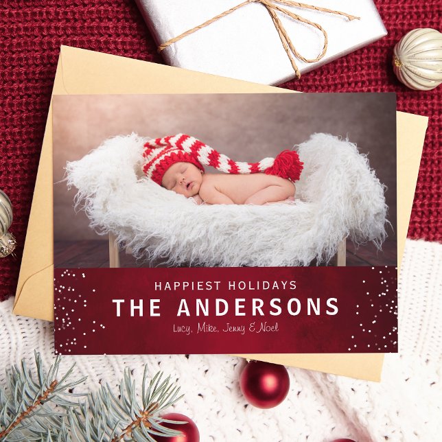 Cartes Pour Fêtes Annuelles Elégant style rouge Joyeux vacances Noël (Créateur téléchargé)