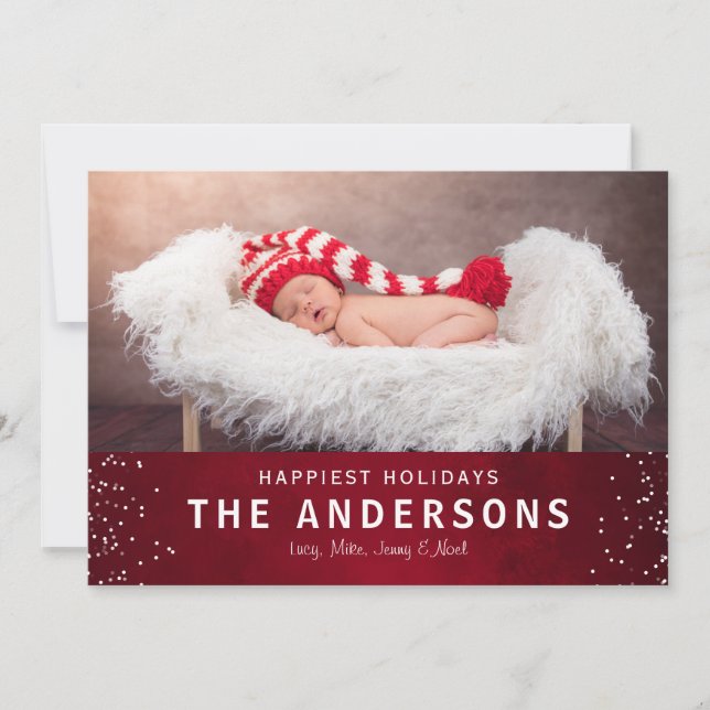 Cartes Pour Fêtes Annuelles Elégant style rouge Joyeux vacances Noël (Devant)