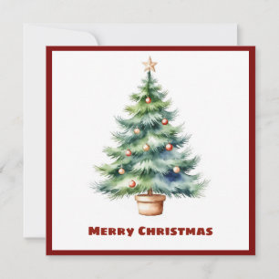 Cartes Pour Fêtes Annuelles Elégant stylé rustique Aquarelle Arbre de Noël