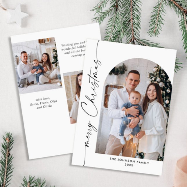 Cartes Pour Fêtes Annuelles Élégant Stylisant 3 PHOTO Noël Salutation (Créateur téléchargé)
