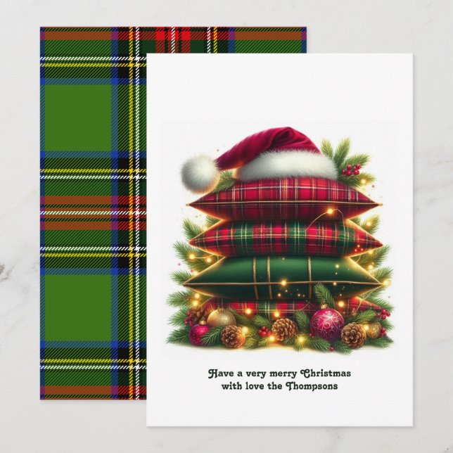 Cartes Pour Fêtes Annuelles Elegant Tartan Christmas Cozy Plaid Pillows (Devant / Derrière)