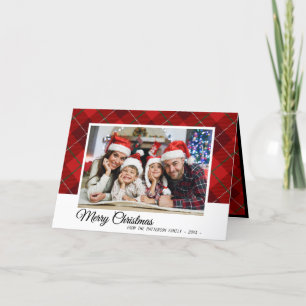 Cartes Pour Fêtes Annuelles Élégant Tartan Rouge Plaid Photo Famille de Noël