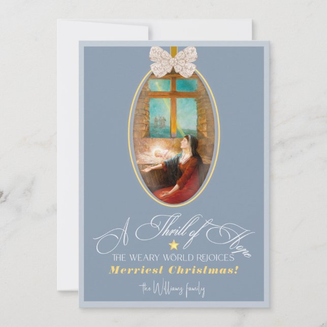 Cartes Pour Fêtes Annuelles Elegant Thrill of Hope Dusty Blue Photo Christmas (Devant)