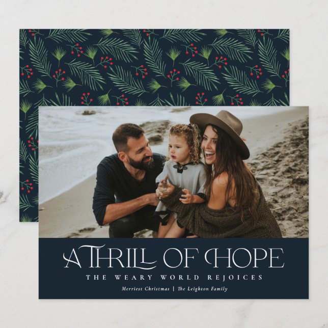 Cartes Pour Fêtes Annuelles Elegant Thrill of Hope Photo Noël (Devant / Derrière)