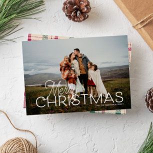 Cartes Pour Fêtes Annuelles Élégant Type Joyeux Noël Plaid Photo complète