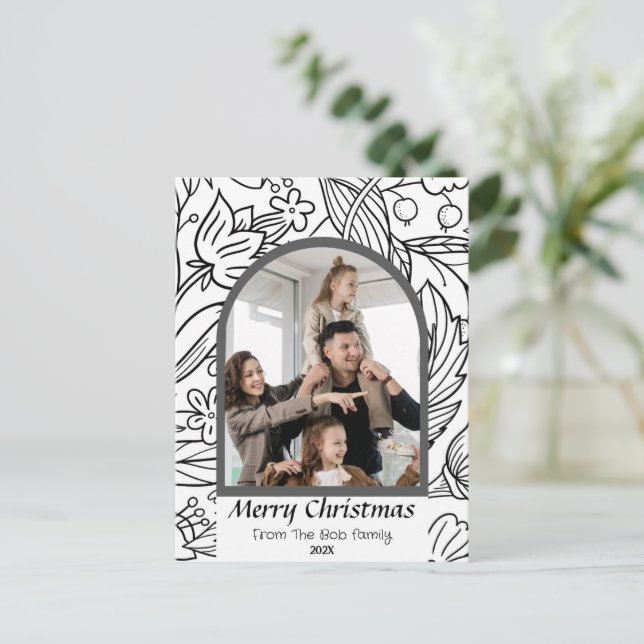 Cartes Pour Fêtes Annuelles Élégant vacances de Noël moderne Script Photo (Debout devant)