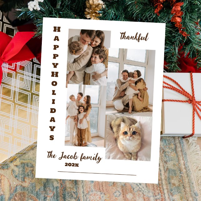 Cartes Pour Fêtes Annuelles Élégant vacances de Noël moderne Script Photo (Créateur téléchargé)
