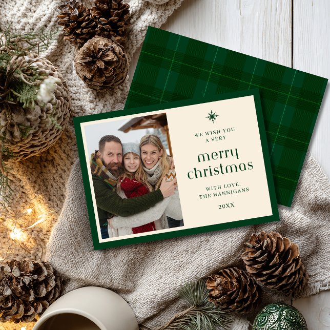 Cartes Pour Fêtes Annuelles Élégant vert à carreaux tartan chic plat (Créateur téléchargé)