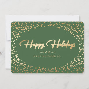 Cartes Pour Fêtes Annuelles Elégant Vert Fond Or Main Lettré Affaires