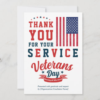 Cartes Pour Fêtes Annuelles Elegant Veterans Day Thank You 2026 Calendar