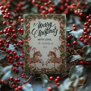 Cartes Pour Fêtes Annuelles Élégant Vintage Cheval à Rocking Noël