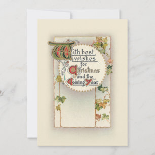 Cartes Pour Fêtes Annuelles Elégant Vintage Meilleurs voeux de Noël avec Ivy