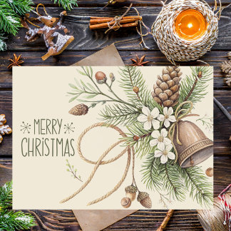 Cartes Pour Fêtes Annuelles Elegant Watercolor Modern Greenery Christmas