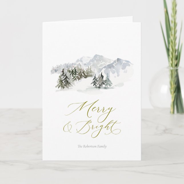 Cartes Pour Fêtes Annuelles Elegant Winter Mountain Christmas (Devant)