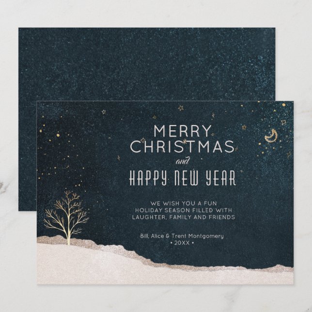 Cartes Pour Fêtes Annuelles Elegant Winter Night Christmas Business (Devant / Derrière)